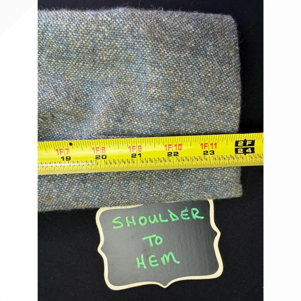 Southwick Vintage Wool Tweed Suit Grey Blue 40R 33W 2pc Blazer Cuffed Pants USA